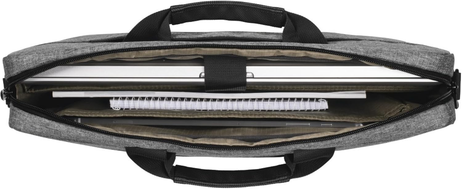 Hama Terra Laptop Bag for 13.3" Laptop , Padded Notebook & Tablet Compartment , Water-Repellent , Recycled Polyester , Adjustable Shoulder Strap , Grey