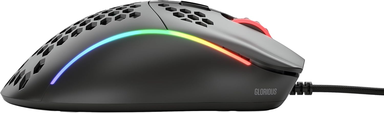 Glorious Model D- (Minus) Wired Gaming Mouse - 61g Superlight Honeycomb Design, RGB, Ergonomic, Pixart 3360 Sensor, Omron Switches, PTFE Feet, 6 Buttons