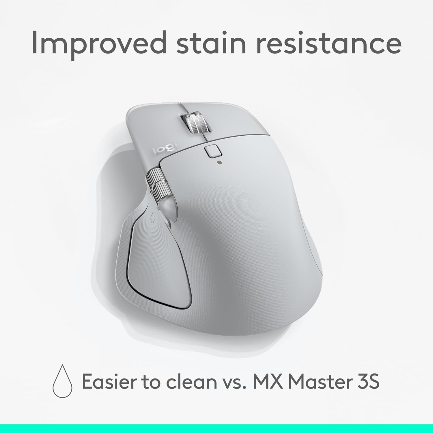 ماوس Logitech MX Master 4 اللاسلكي المتطور، ردود فعل لمسية قابلة للتخصيص، اختصارات حلقة الإجراءات، مستشعر Darkfield بدقة 8,000 نقطة لكل بوصة، تمرير MagSpeed، Bluetooth وLogi Bolt، رمادي فاتح