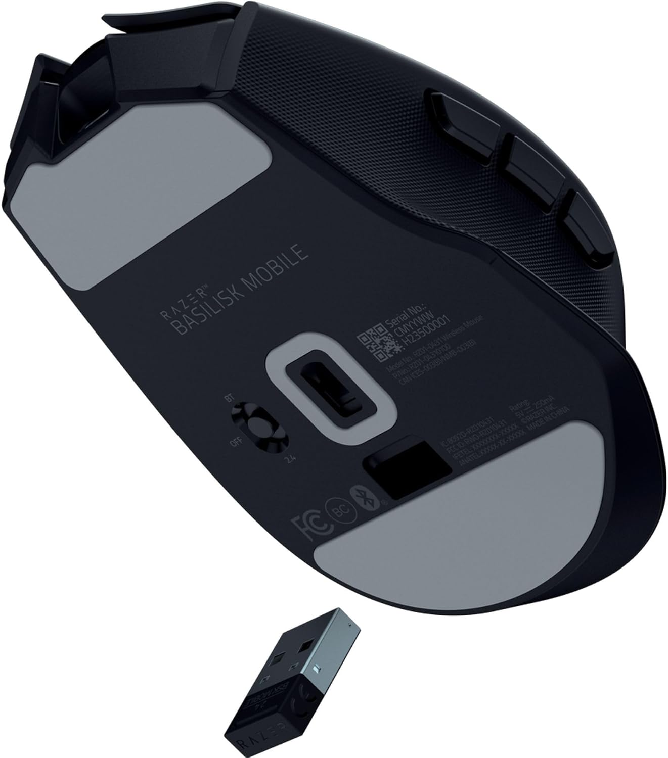 Razer Basilisk Mobile - Small Portable Ergonomic Wireless Gaming Mouse - AI Prompt Master - Focus X 18K Sensor (Tri-Mode Connectivity, Up to 105 Hour, Mouse Switches Gen-3)