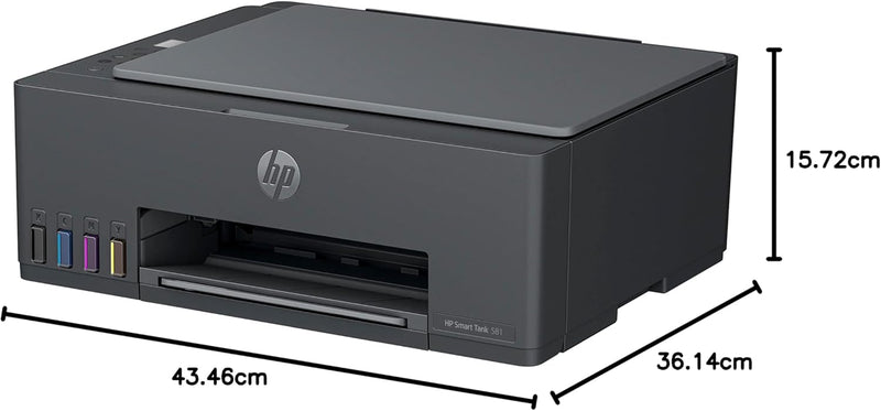 HP Smart Tank 581 Wireless All In One Printer, Print, Scan, Copy, Print up to 6000 black or 6000 color pages - Grey