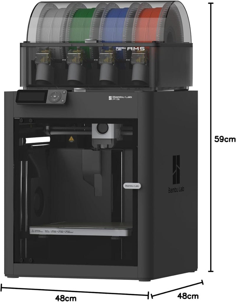 Bambu Lab P1S Combo, P1S 3D Printer and AMS, Support Up to 16 Colors/Multi Materials, 500mm/s Fast Printing & High Precision, CoreXY & Auto Bed Leveling, Ready-to-Use FDM 3D Printers Large Print Size