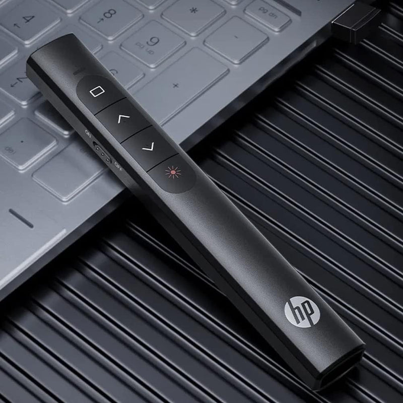 جهاز عرض HP SS10 Presentation Flip Pen - جهاز عرض لاسلكي 2.4 جيجا هرتز حساس متعدد الوظائف، قلم تحكم في الوجه - مؤشر ليزر أحمر لـ PPT| أسود