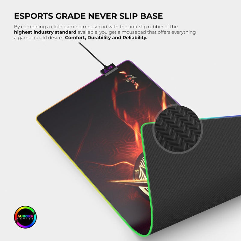 Cybeart | The Flash Gaming RGB Gaming Desk Mat (XXL - 900x400x4mm) | Waterproof, Never Slip Base, RGB LED, Esports Grade