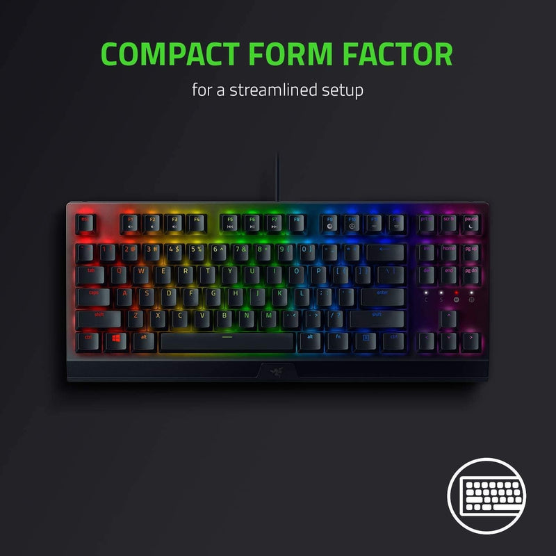 Razer BlackWidow V3 Tenkeyless - لوحة مفاتيح سلكية ميكانيكية للألعاب باللون الأسود - تصميم أمريكي