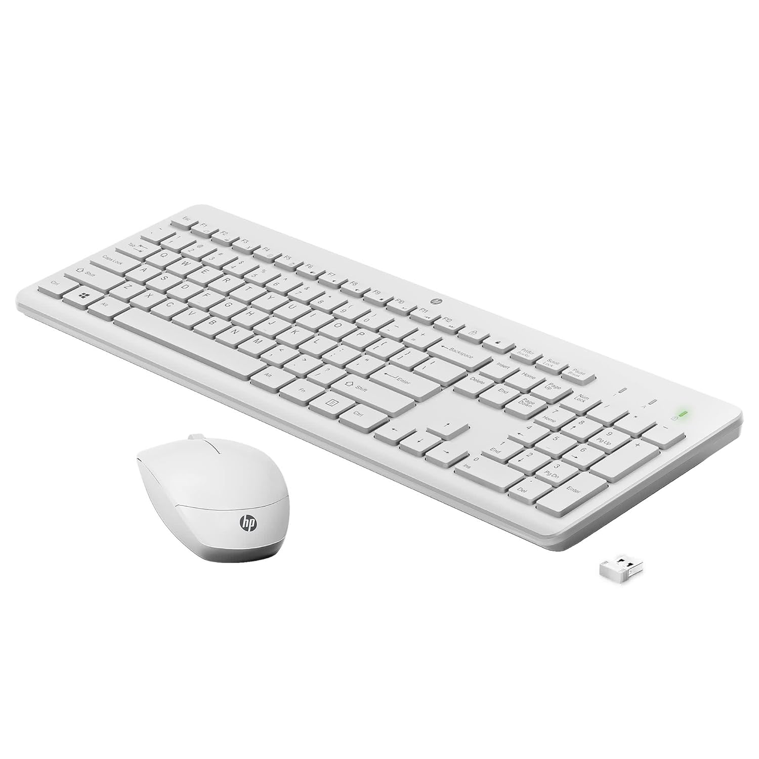 ماوس ولوحة مفاتيح لاسلكيتان HP 230 - أبيض، لاسلكي بتردد 2.4 جيجاهرتز، تصميم كامل الحجم، دقة 1600 نقطة في البوصة