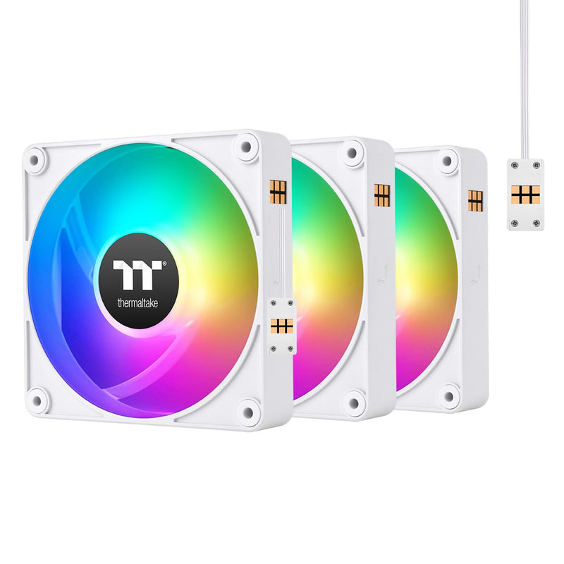 Thermaltake CT120 EX ARGB Sync PC Cooling Fan White (3-Fan Pack), Magnetic Connection, 5V Motherboard Sync, 16.8 Million Colors 9 Addressable LEDs, 120 mm Case/Radiator Fan