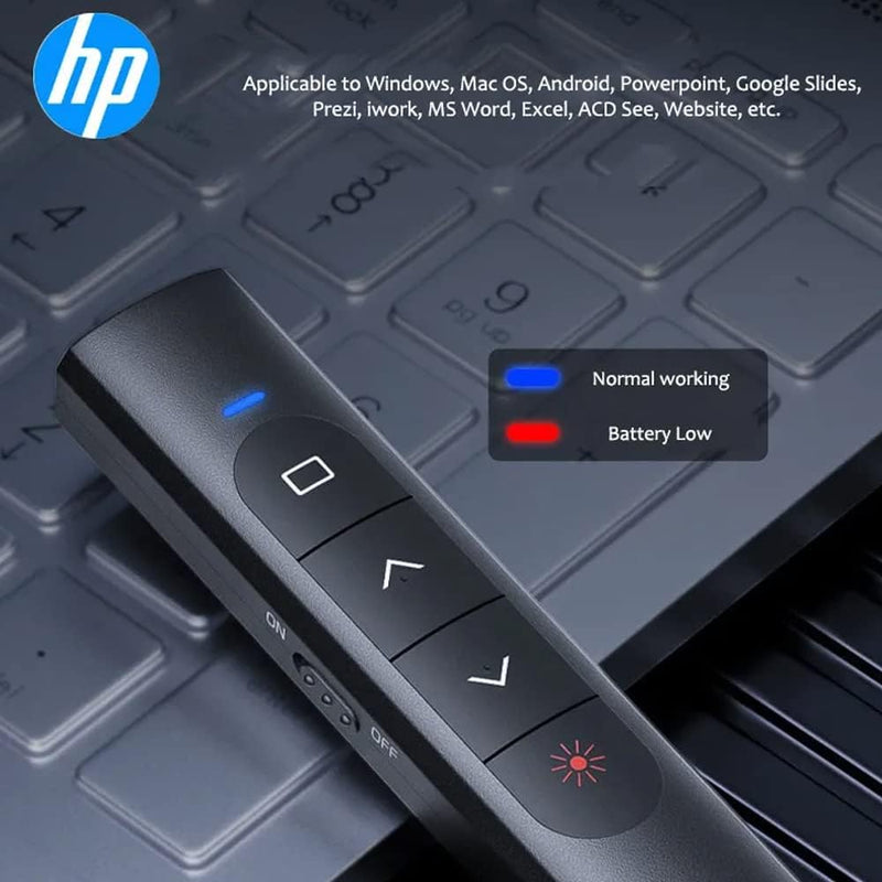 جهاز عرض HP SS10 Presentation Flip Pen - جهاز عرض لاسلكي 2.4 جيجا هرتز حساس متعدد الوظائف، قلم تحكم في الوجه - مؤشر ليزر أحمر لـ PPT| أسود