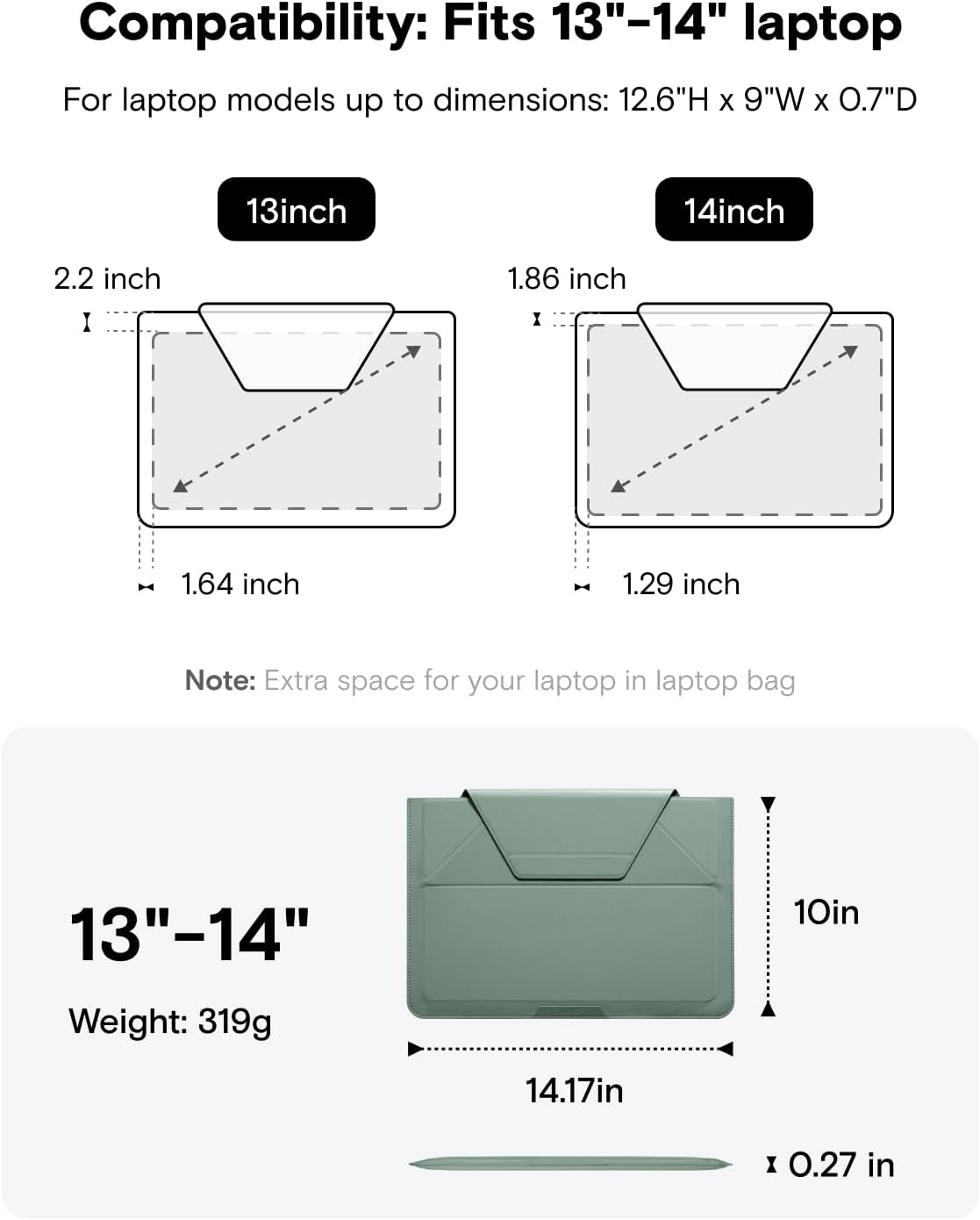 MOFT Laptop Carry Sleeve, 2-in-1 Laptop Bag & Stand for 16" MacBook Air/Pro & Dell/HP/Lenovo/Asus, Stylish Slim Computer Sleeve Bag with Expandable Storage for Computer Accessories