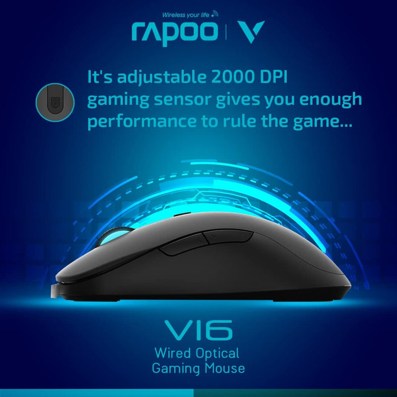 Rapoo V16 Gaming Optical Mouse - Black