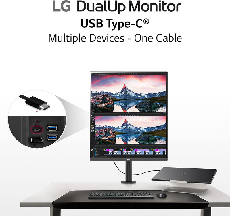 LG 28MQ780-B 28 Inch SDQHD (2560 x 2880) Nano IPS DualUp Monitor with Ergo Stand, DCI-P3 98% (Typ.) with HDR10, USB Type-C (90W PD)