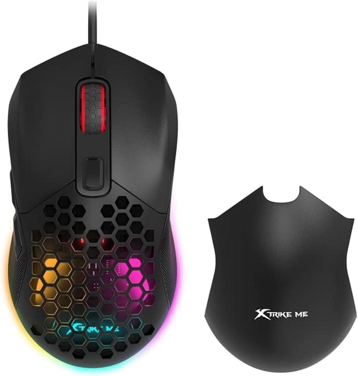 XTRIKE ME GM316 RGB Gaming Mouse - Optical Sensor 7,200 DPI - Detachable Top Covers - Lightweight Only 67G