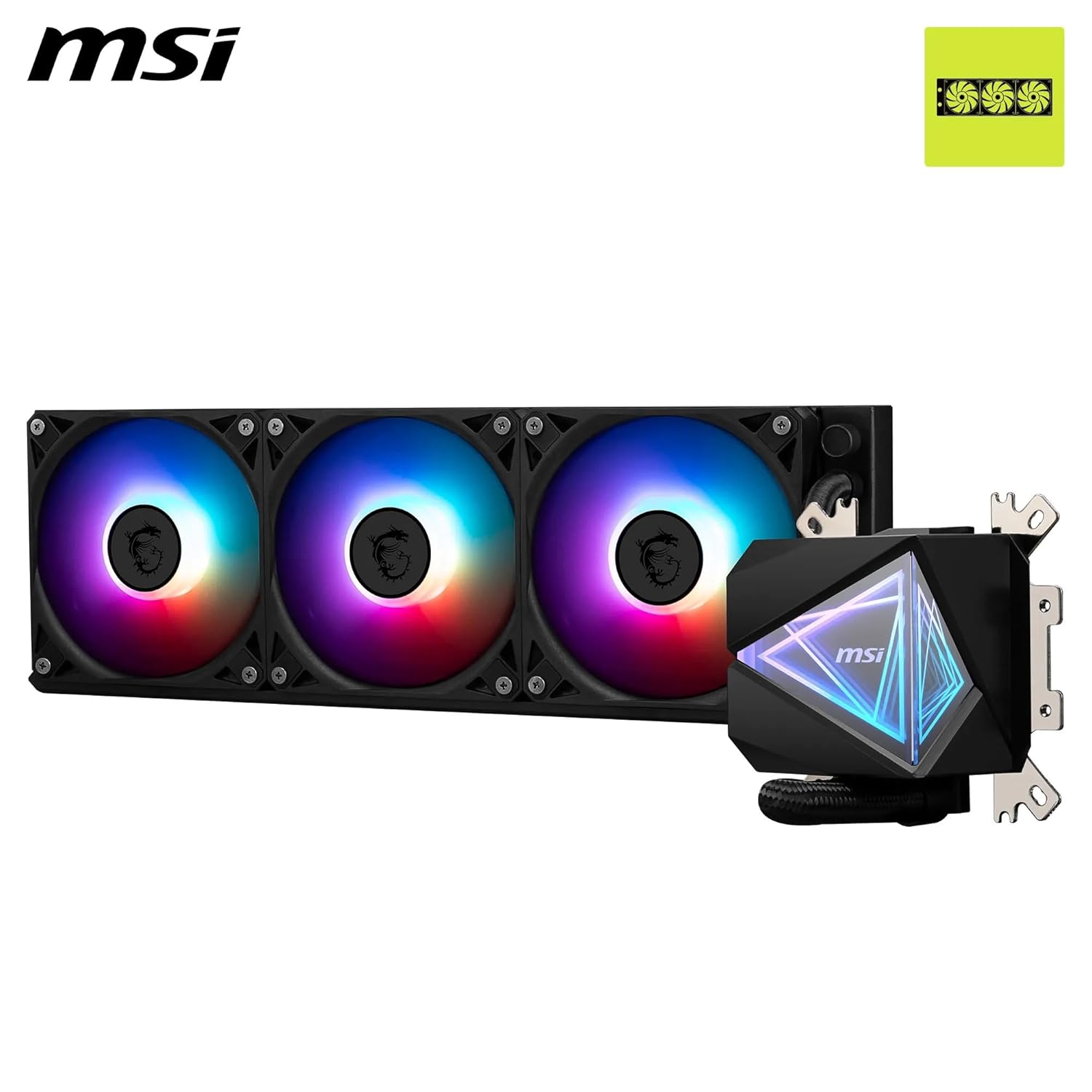 MSI MAG CORELIQUID I360 AIO CPU Liquid Cooler - Enlarged Copper Cold Plate, ARGB Blockhead & LDB Fans, Dual-Chamber Water Block, Split-Flow Radiator, Mystic Light Supported - Intel & AMD Compatible