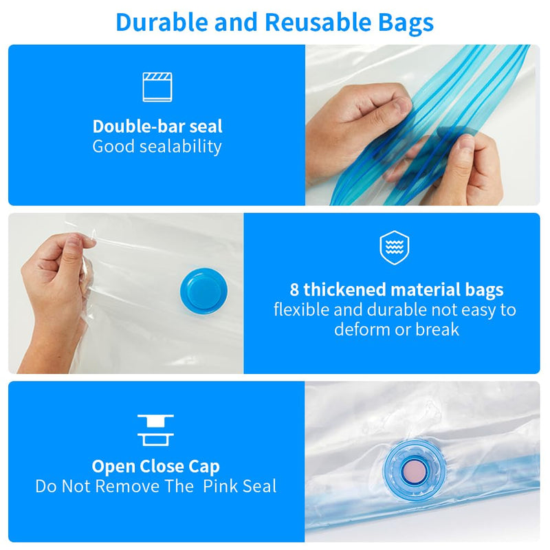 Creality 3D Printer Filament Storage Bags Filament Vacuum Bags, 8 Transparent Sealed Bags with Electric Pump Dust Proof Humidity Resistant Keeping Filament Dry, 40 x 40CM Reusable Vacuum Storage Bags