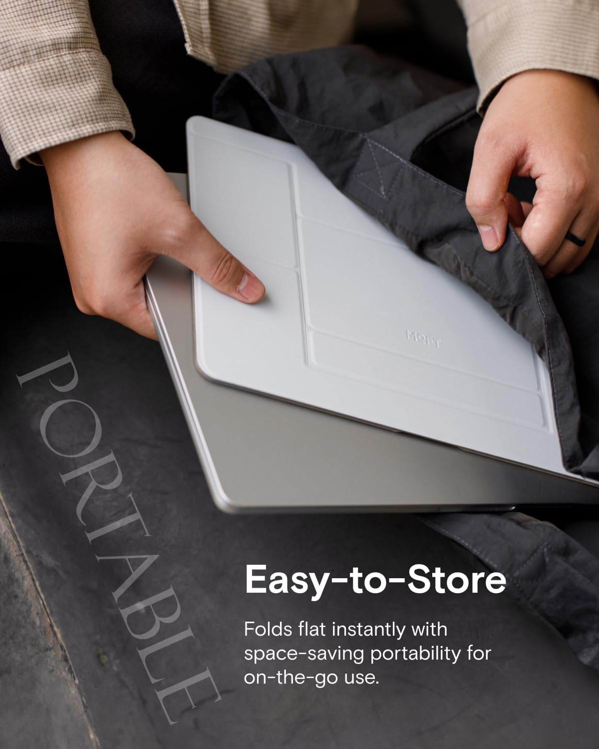 MOFT Invisible Laptop Stand for Desk, Stick-Free Tablet and Computer Stand with Dual-Angle, Foldable&Portable Laptop Riser Holder, Fits 7-11" Tablets&11-14" Laptops, Misty Cove
