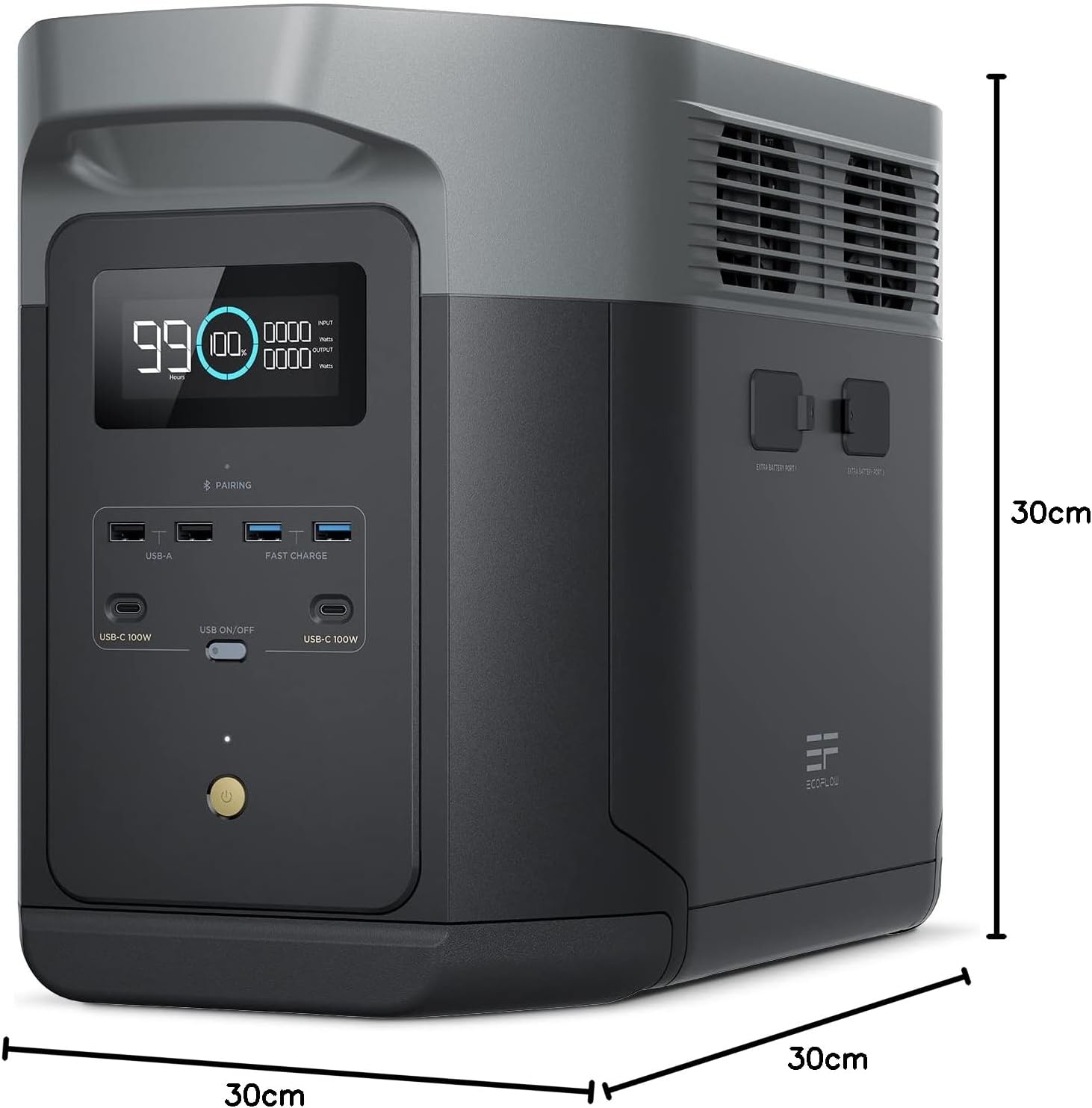 EcoFlow DELTA 2 Max Portable Power Station – 2048Wh LiFePO4, 2400W AC Output, Expandable Battery, Solar Ready