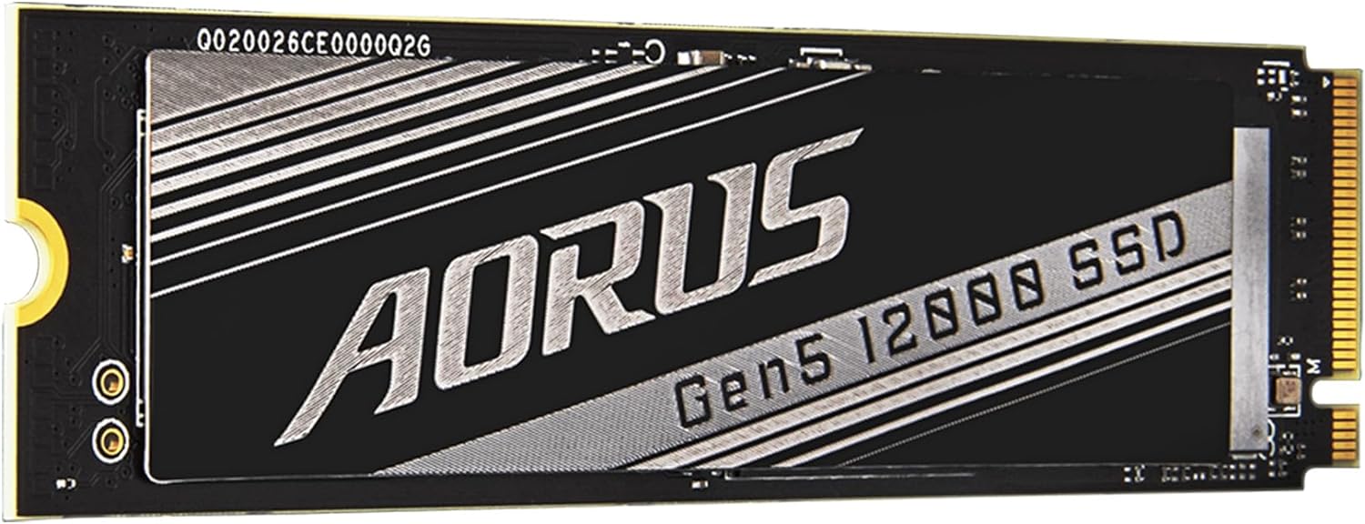 GIGABYTE AORUS Gen5 12000 SSD PCIe 5.0 NVMe M.2 محرك الأقراص الصلبة الداخلي ذو الحالة الصلبة مع سرعة قراءة تصل إلى 12400 ميجابايت/ثانية، وسرعة كتابة تصل إلى 11800 ميجابايت/ثانية