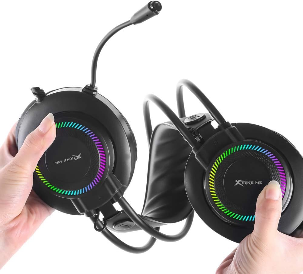 Xtrike Me GH-509 RGB Stereo Gaming Headset – 50mm Drivers, Omnidirectional Mic, 3.5mm + USB, 2.1m Cable – Compatible with PC, PS4, Xbox One & Mobile