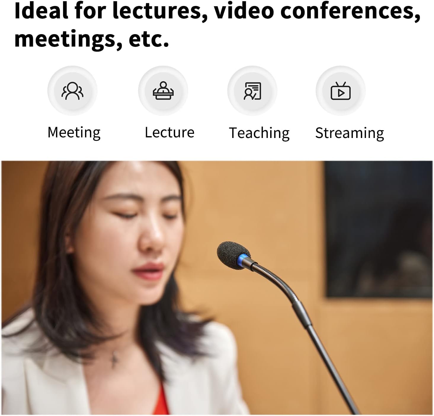 BOYA BY-GM18C 18" Desktop Gooseneck Condenser Microphone – Podium Mic with Mute Button, LED Indicator, XLR Connection, for Meetings, Video Conferences, Streaming & Lectures