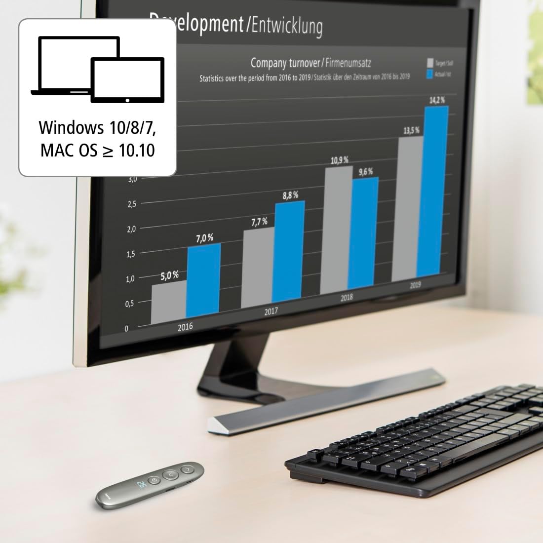 Hama Spot Pointer V2 Presenter – Digital Laser Pointer, Spot Illumination, Magnifier, Timer, USB-C Rechargeable