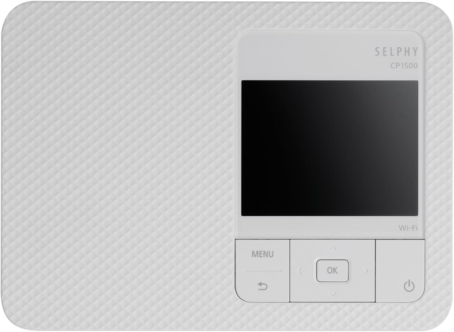 طابعة الصور اللاسلكية المدمجة Canon SELPHY CP1500، طباعة بالتسامي الصبغي، دقة 300×300 نقطة لكل بوصة، شاشة LCD مقاس 3.5 بوصة، Wi‑Fi وAirPrint وUSB‑C وبطاقة SD، طباعة صور بمقاس 4×6 بوصة – أبيض