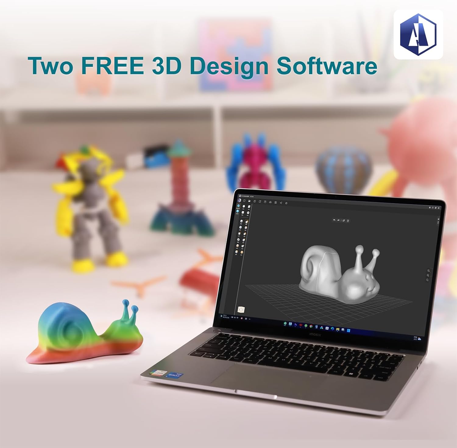 AOSEED X-Maker 3D Printer for Kids and Beginners, Fully Assembled High-Speed 3D Printer with 8 PLA Filament Set, Leveling-Free Bed, Wi-Fi Printing, Resume Printing, Silent, High Precision, with App