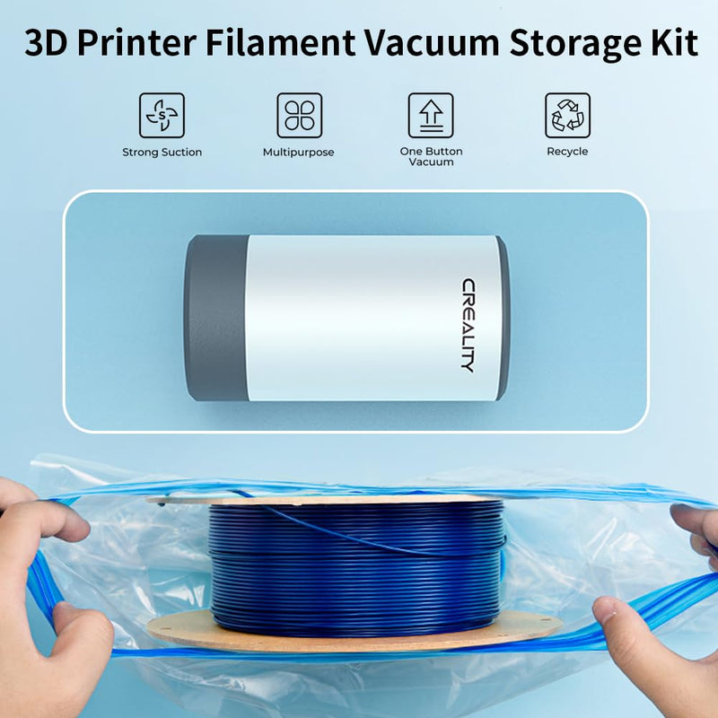 Creality 3D Printer Filament Storage Bags Filament Vacuum Bags, 8 Transparent Sealed Bags with Electric Pump Dust Proof Humidity Resistant Keeping Filament Dry, 40 x 40CM Reusable Vacuum Storage Bags