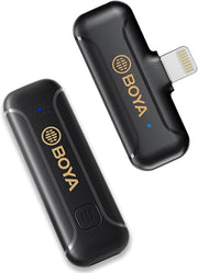 BOYA BY-WM3T2-D1 Wireless Lavalier Microphone for iPhone & iPad , 2.4GHz Wireless , Lightning Receiver , Omnidirectional Mic , Noise Cancellation , 50m Range , 10H Battery Life , Plug & Play