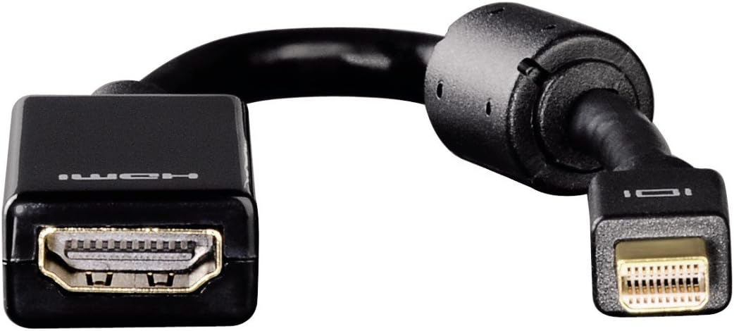 Hama 54560 Mini DisplayPort to HDMI Adapter , Full HD 1080p , Mini DisplayPort Male to HDMI Female , Thunderbolt Compatible , Gold-Plated Connector – Black