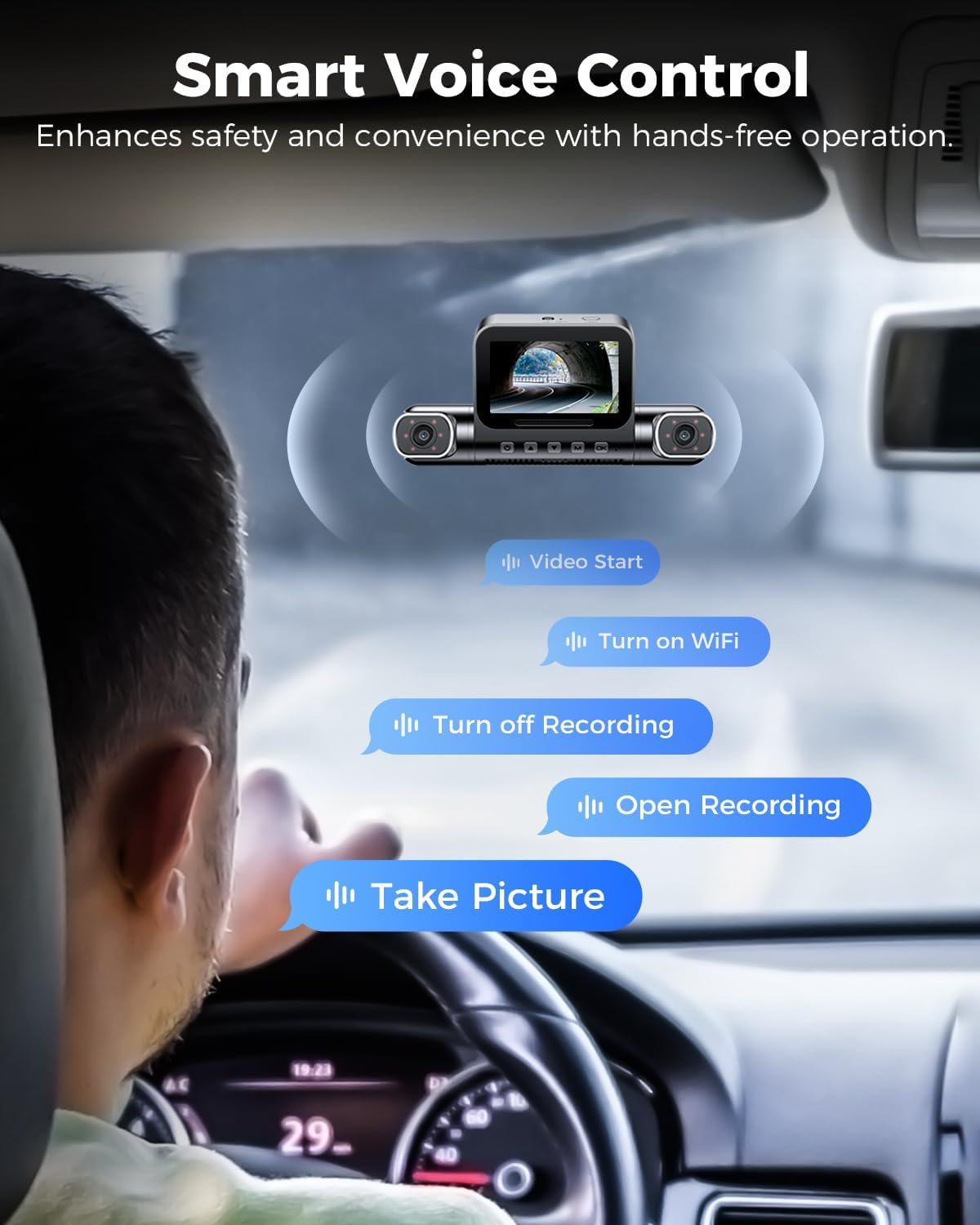 AZDOME M660 360° 4-Channel Dash Cam – 2K Front, 1080P Rear/Inside/Left/Right, Built-in 128GB eMMC, 5G WiFi, Voice Control, 4 Adjustable Lenses, IR Night Vision