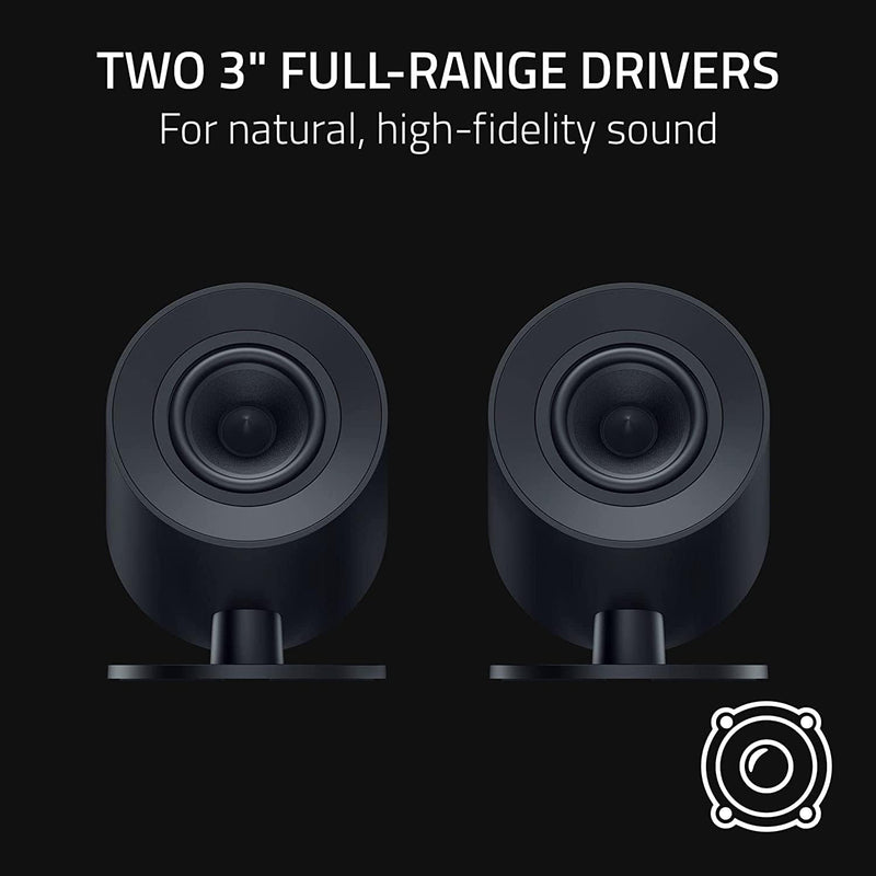 Razer Nommo V2 X - Full-Range 2.0 PC Gaming Speakers: THX Spatial Audio - Rear-Facing Bass Ports - Two 3” Full-Range Drivers - Max Sound Pressure Level 96dB - Wireless Control Pod