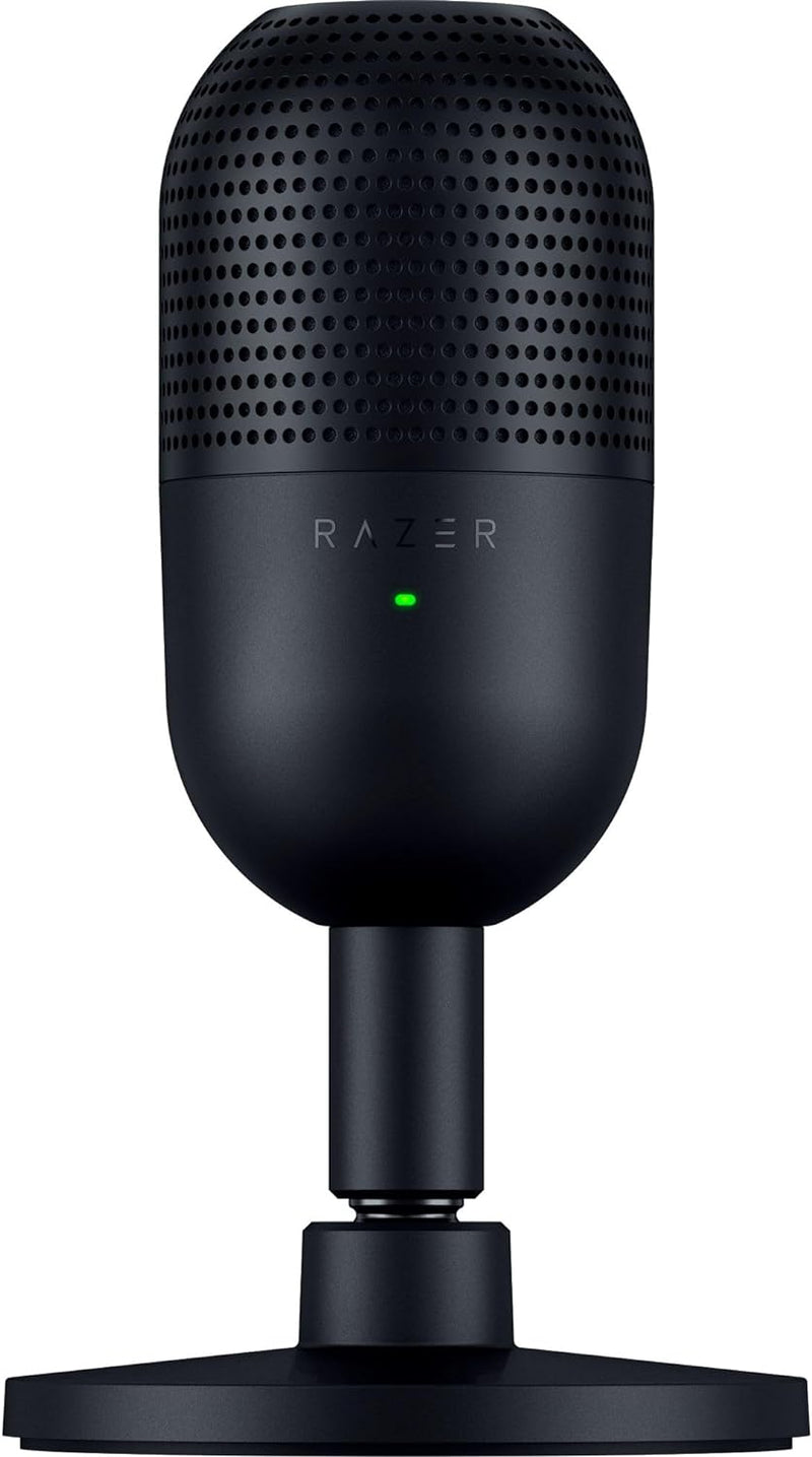 ميكروفون USB صغير Razer Seiren V3: ميكروفون مكثف - نمط التقاط فائق القلب - مستشعر النقر لكتم الصوت مع مؤشر LED - ممتص الصدمات - صغير الحجم للغاية - الكمبيوتر الشخصي، Discord، OBS Studio، XSplit - أسود