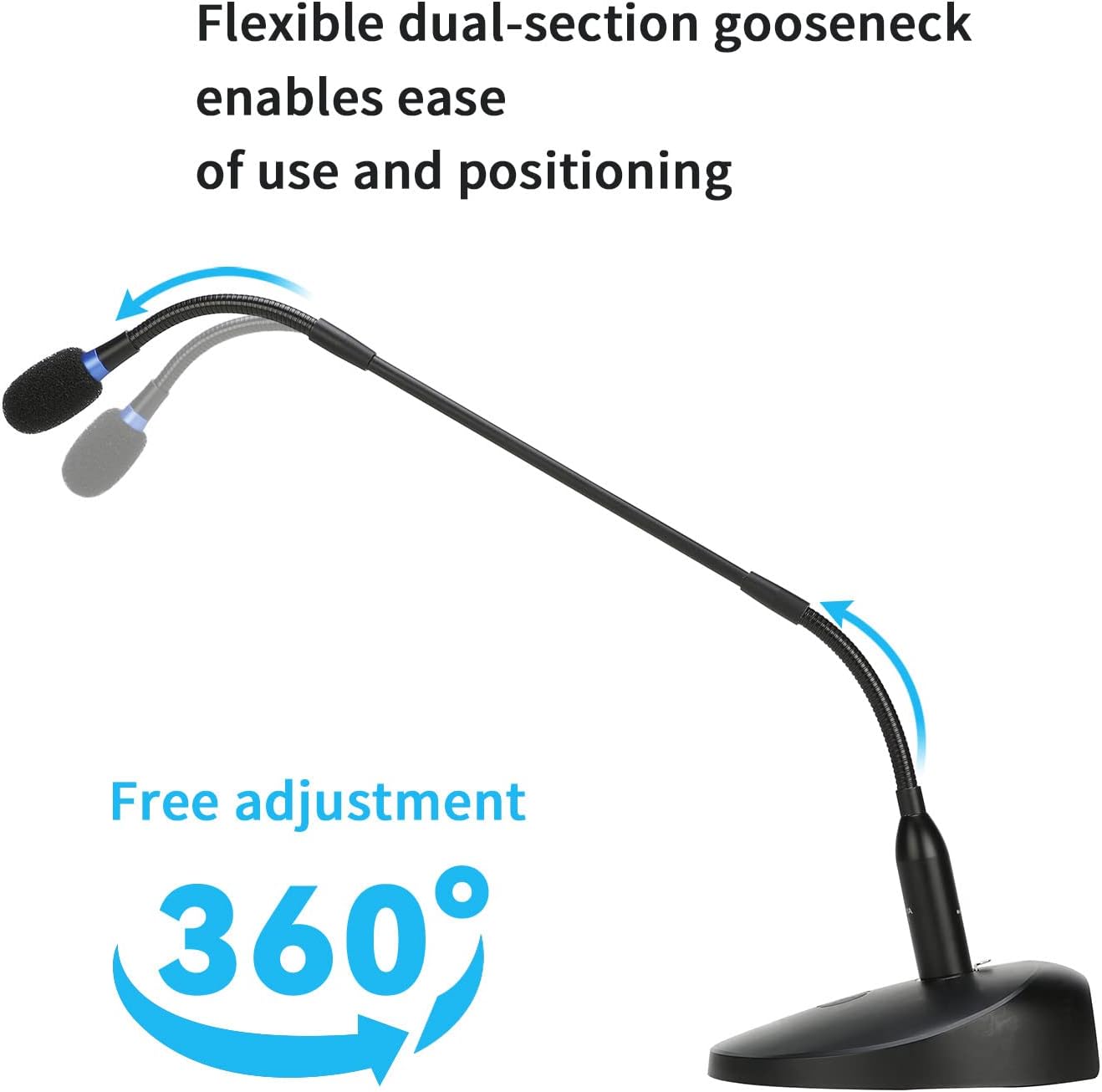BOYA BY-GM18C 18" Desktop Gooseneck Condenser Microphone – Podium Mic with Mute Button, LED Indicator, XLR Connection, for Meetings, Video Conferences, Streaming & Lectures