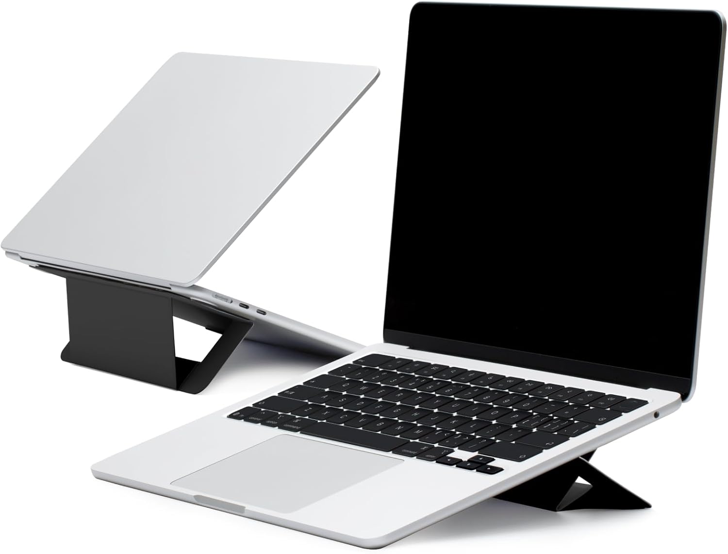 MOFT Laptop Stand for Desk, Adhesive Airflow Laptop Cooling Riser for Heat Dissipation with 2 Adjustable Viewing Angles, Foldable & Portable Computer Stand Compatible with Laptops 11"-16", Black