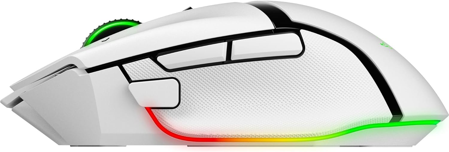 ماوس الألعاب اللاسلكي Razer Basilisk V3 Pro 35K RGB – أبيض، دقة 35K DPI، 13 زرًا قابلًا للبرمجة