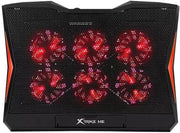Xtrike Me FN811 Laptop Cooling Pad Stand – 6 x RED Led Fans – 2 USB Ports – Support UP 17 Inch