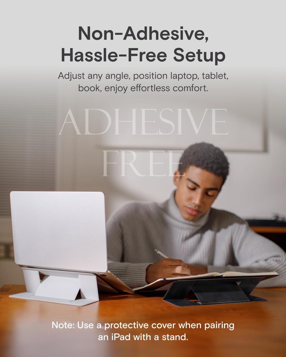 MOFT Invisible Laptop Stand for Desk, Stick-Free Tablet and Computer Stand with Dual-Angle, Foldable&Portable Laptop Riser Holder, Fits 7-11" Tablets&11-14" Laptops, Misty Cove