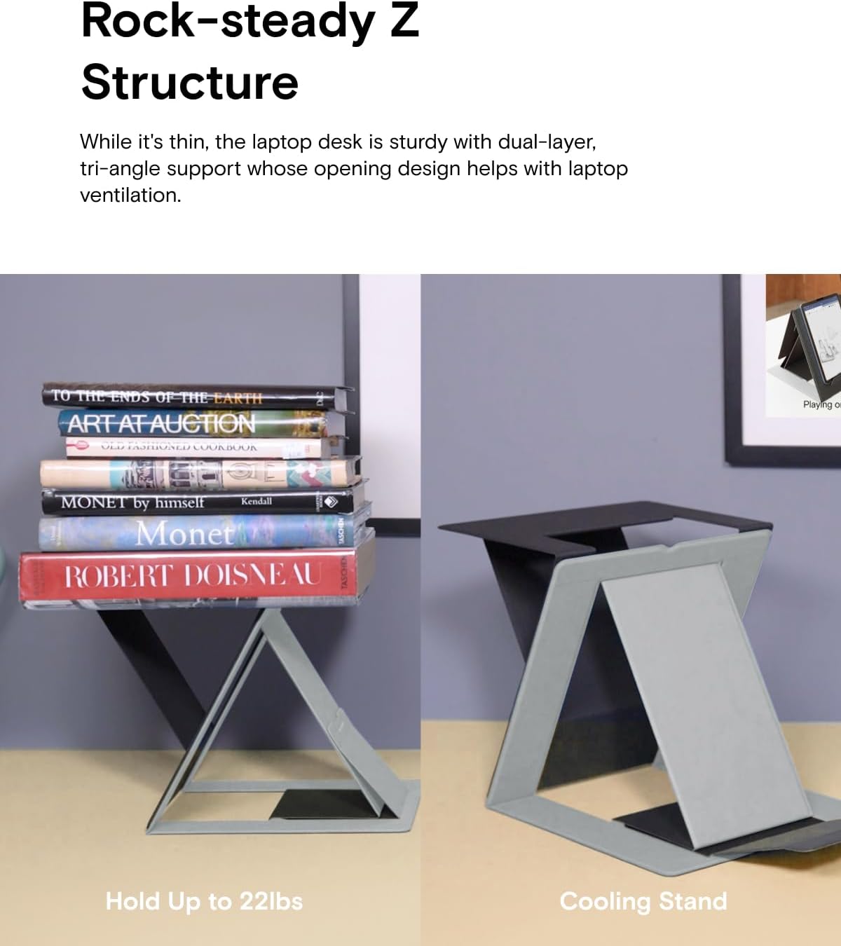 MOFT Folding Laptop Stand Lap Desk, Portable & Mini Computer Stand Laptop Desk for Travel and Home Office, Ergonomic Design with Adjustable Viewing Angles, Lightweight Computer Cooling Riser