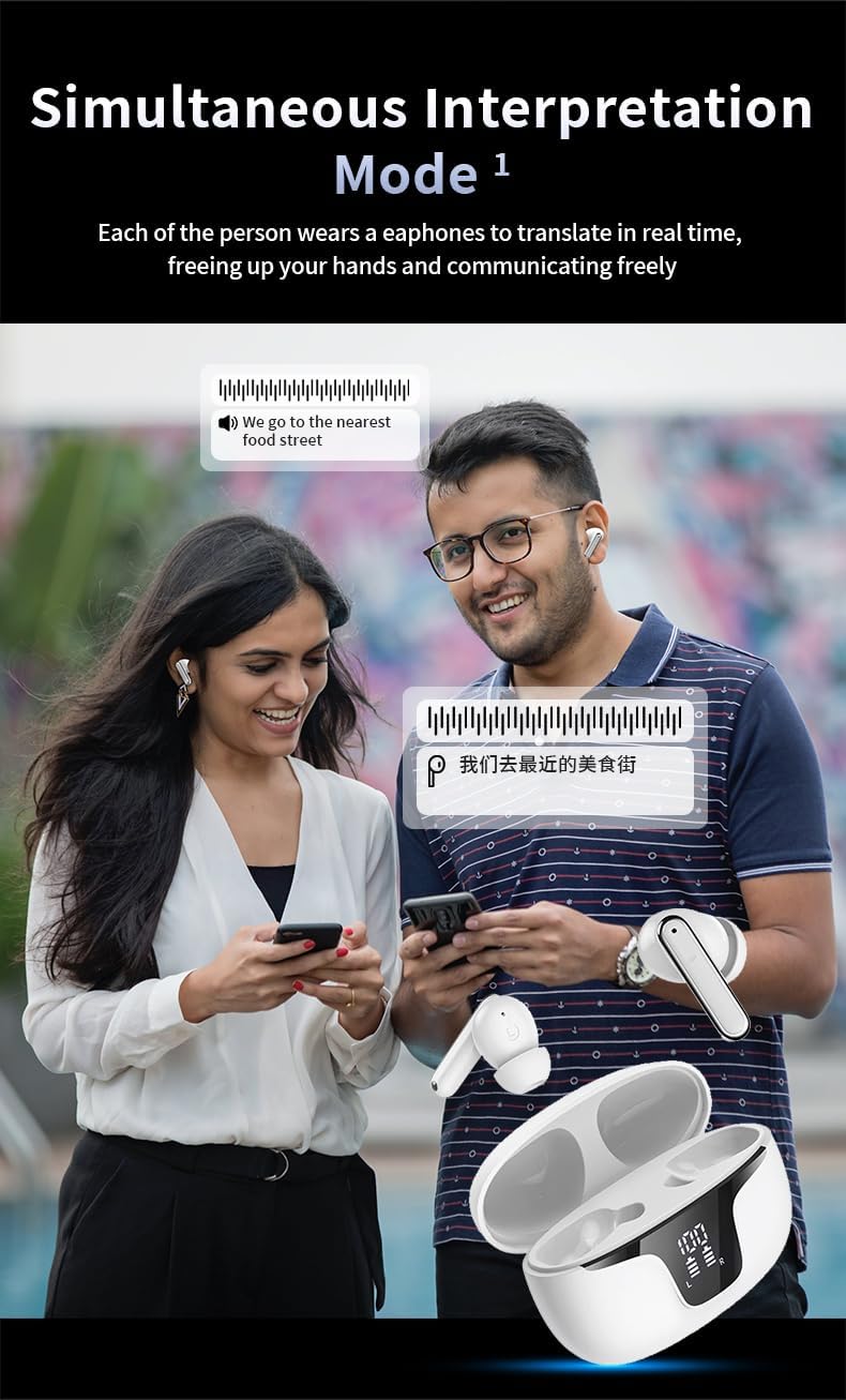 سماعات أذن الترجمة بالذكاء الاصطناعي VORMOR V19، 150 لغة، ترجمة فورية ثنائية الاتجاه، Bluetooth 5.4، ترجمة فورية متزامنة