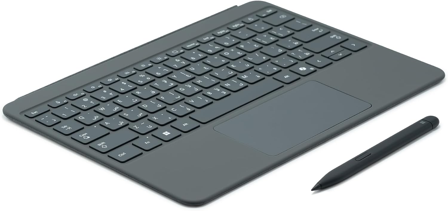 لوحة مفاتيح Microsoft Surface Pro‏ مقاس 12 بوصة مع حزمة قلم Slim، لوحة مفاتيح كاملة الحجم بإضاءة خلفية، لوحة لمس دقيقة، قلم Surface Slim، مفتاح Copilot مخصص، لجهاز Surface Pro مقاس 12 بوصة – Slate