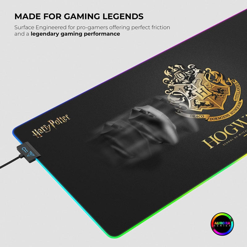 Cybeart | Hogwarts RGB Gaming Desk Mat (XXL - 900x400x4mm) | Waterproof, Never Slip Base, RGB LED, Esports Grade