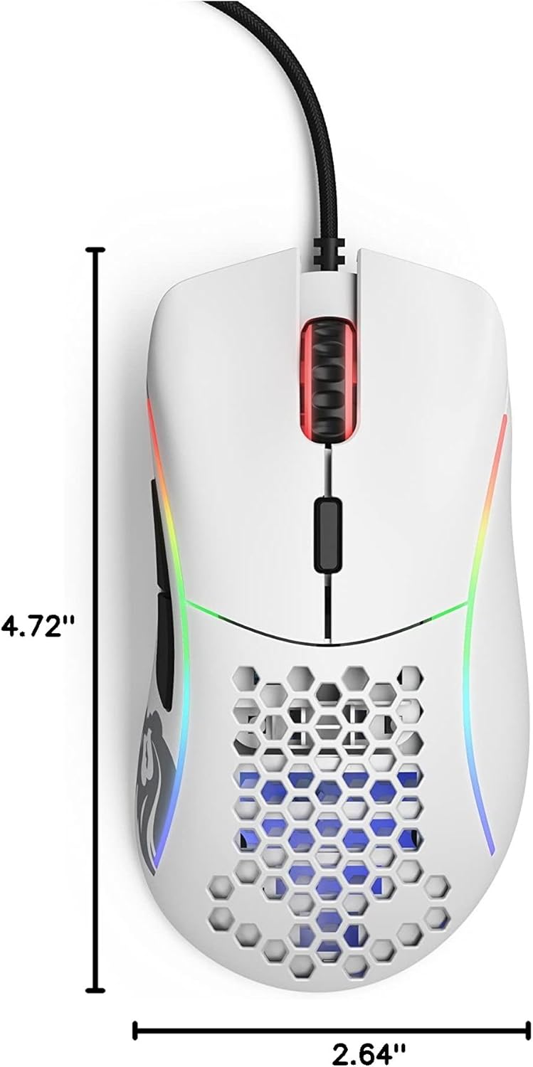Glorious Model D- (Minus) Wired Gaming Mouse - 61g Superlight Honeycomb Design, RGB, Ergonomic, Pixart 3360 Sensor, Omron Switches, PTFE Feet, 6 Buttons