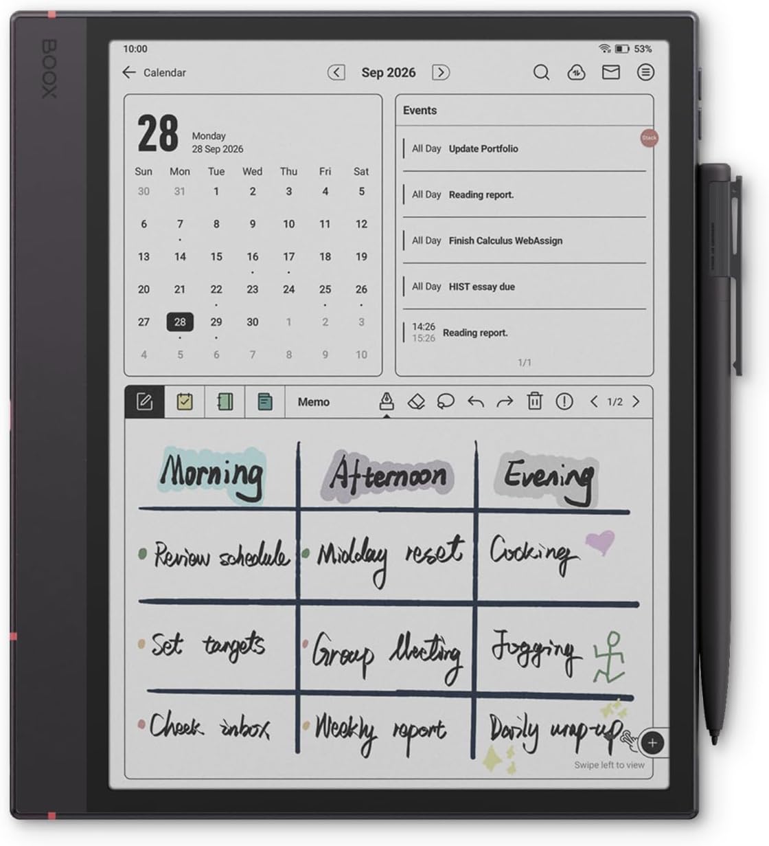 BOOX Note Air6 C 10.3" Color E-Ink Tablet, Kaleido 3 Display, 6GB RAM, 64GB Storage, Android 16, Wi-Fi, Bluetooth 6.0, microSD, Pen3 Included