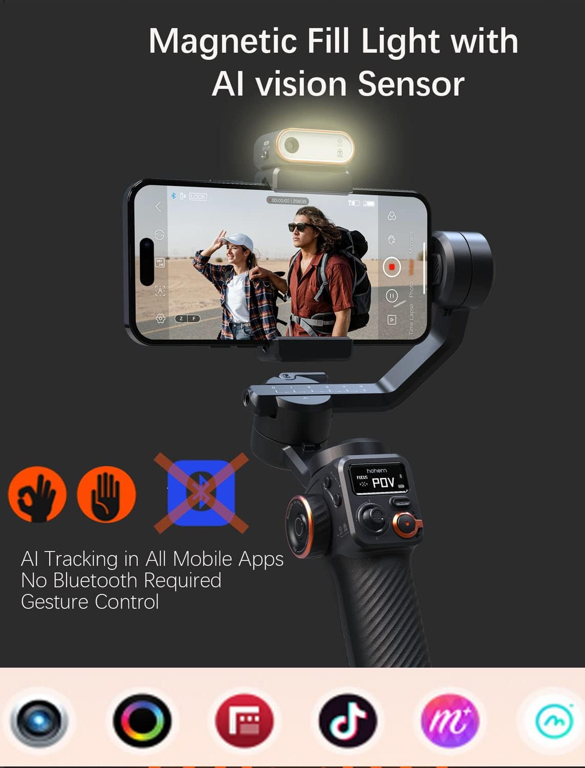 Hohem iSteady M6 Smartphone Gimbal Kit with Magnetic AI Vision Sensor/LED Light