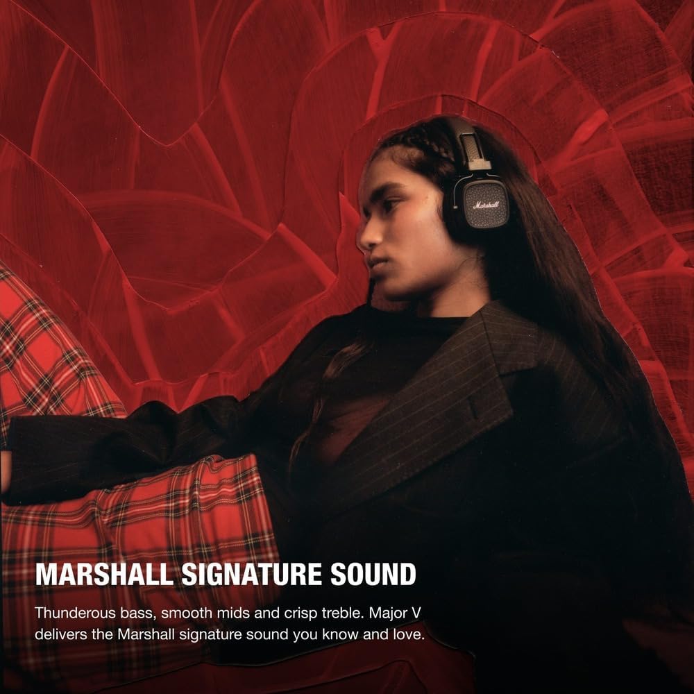 Marshall Major V Bluetooth Headphones - Foldable Bluetooth Wireless Headphones Bluetooth with 100+ Hours of Playtime