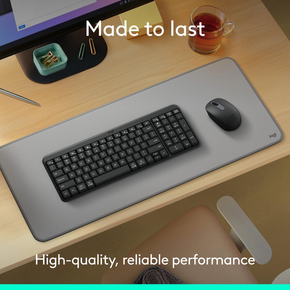 Logitech MK250 Compact Bluetooth Wireless Keyboard and Mouse Combo , Space-Saving Keyboard with Number Pad , Compact Mouse , Spill-Resistant Design , 12-Month Battery Life , Dongle-Free Connection , Graphite