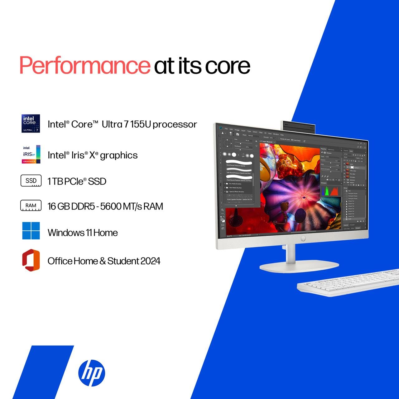 كمبيوتر HP الكل في واحد 27-cr1004ne - شاشة لمس 27 بوصة FHD 60 هرتز - معالج Intel Core Ultra 7 155U - ذاكرة عشوائية 16 جيجابايت - قرص صلب SSD بسعة 512 جيجابايت - بطاقة رسومات مشتركة - نظام تشغيل ويندوز 11 برو K