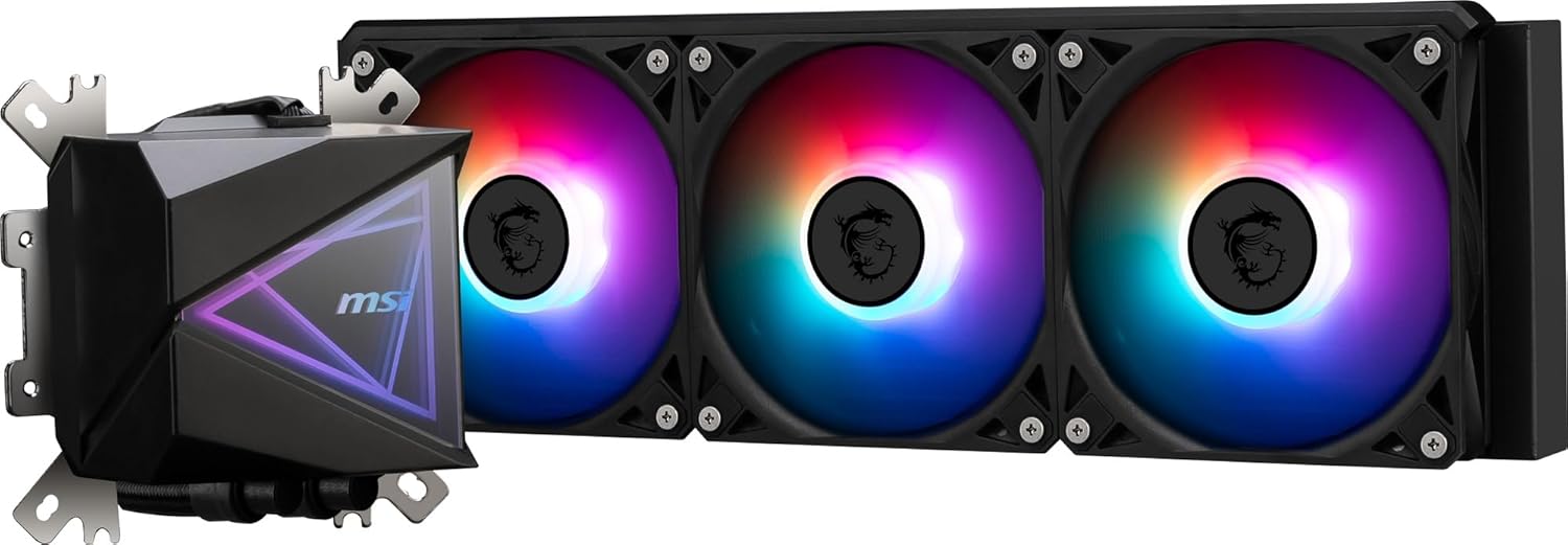 MSI MAG CORELIQUID I360 AIO CPU Liquid Cooler - Enlarged Copper Cold Plate, ARGB Blockhead & LDB Fans, Dual-Chamber Water Block, Split-Flow Radiator, Mystic Light Supported - Intel & AMD Compatible