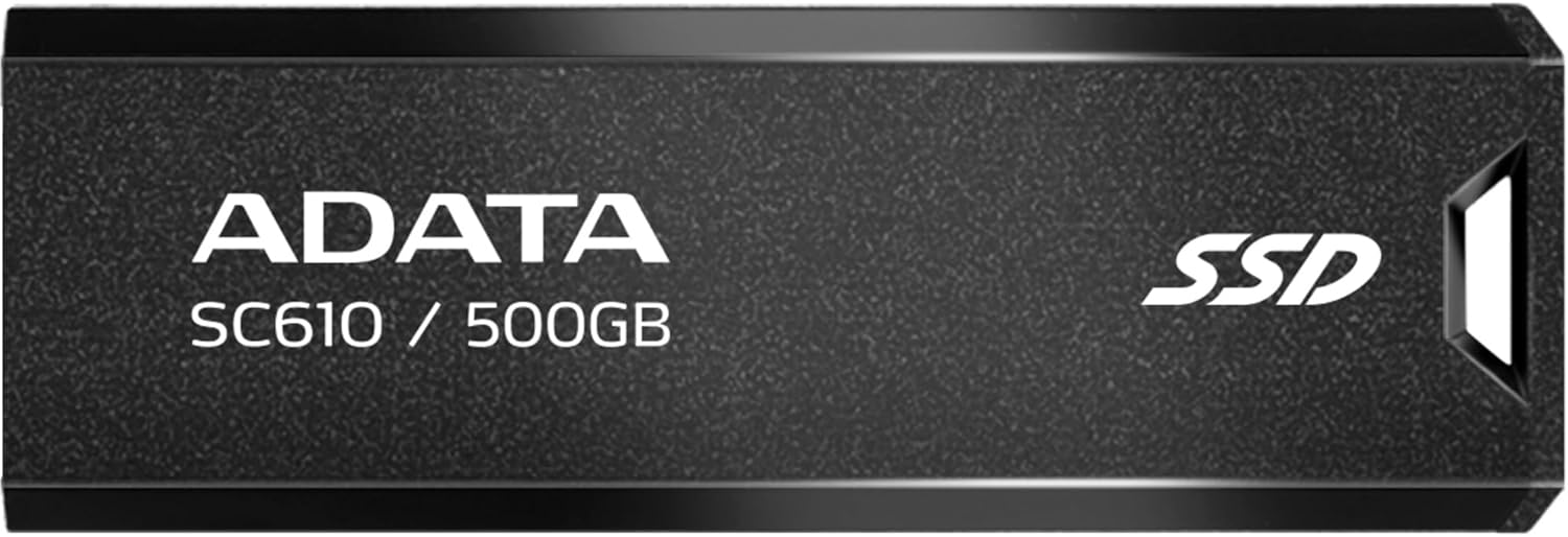 ADATA SC610 500GB External SSD , Up to 550MB/s Read Speed , USB 3.2 Gen 2 , Retractable USB-A Connector , Cable-Free Portable Storage , Black/Red , SC610-500G-CBK/RD