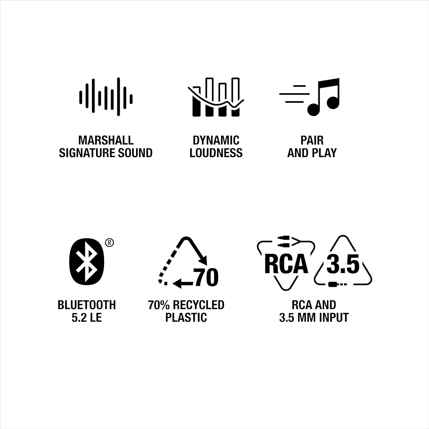 مكبر صوت Marshall Stanmore III Bluetooth المنزلي - صوت ستيريو عالٍ مع تحكم في الجهير والطبقات العالية، يعمل بالكهرباء، متوافق مع مشغل الأسطوانات، مدخلات RCA و3.5 مم أوديو - أسود